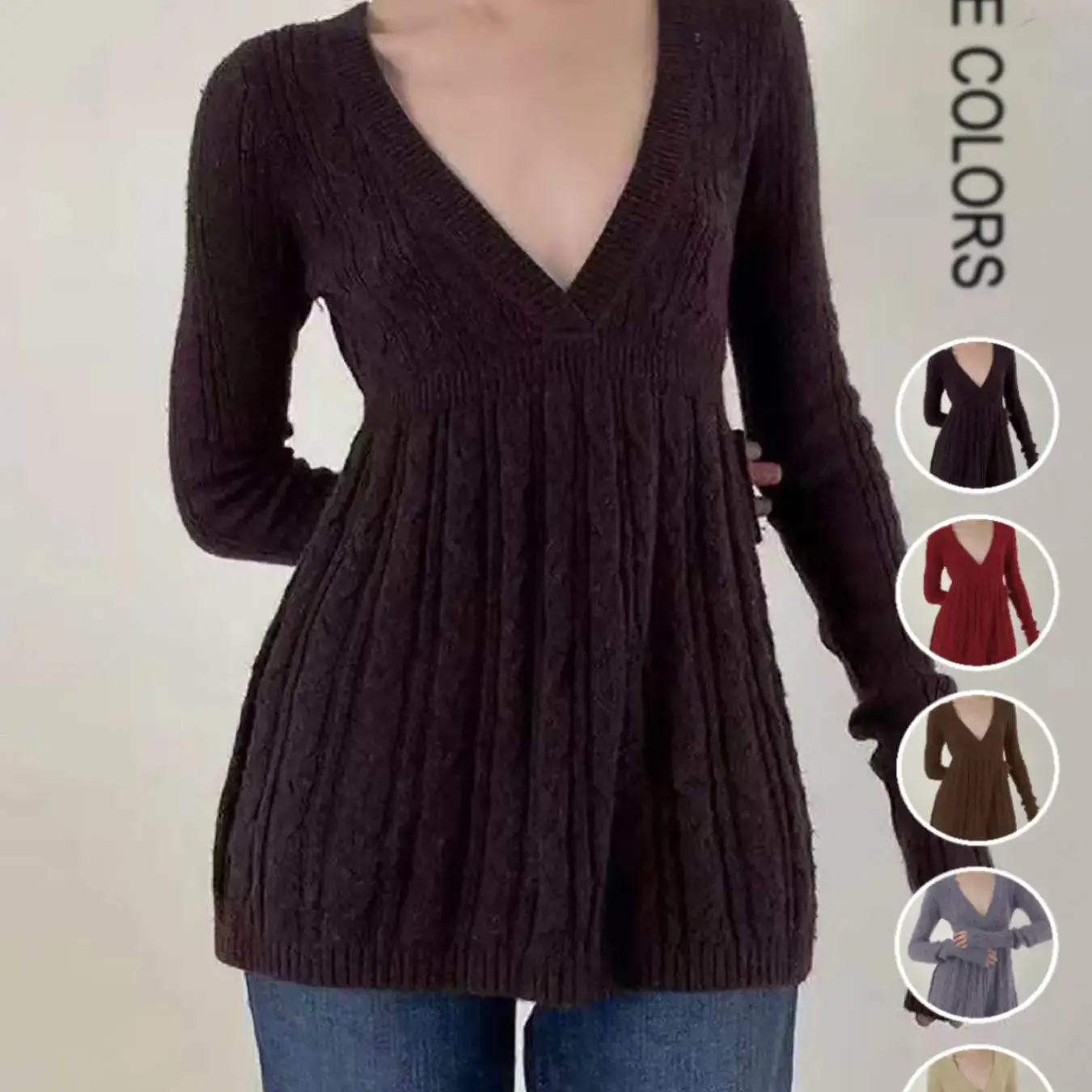 Women's Y2K Vintage Sweater - High Waist Knitwear for Women