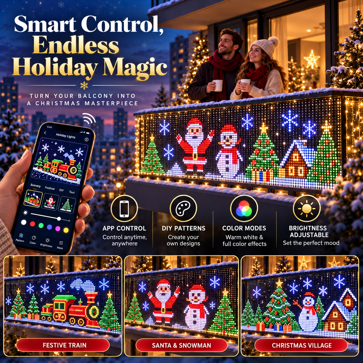 🎄 Smart RGB Pixel Curtain Lights