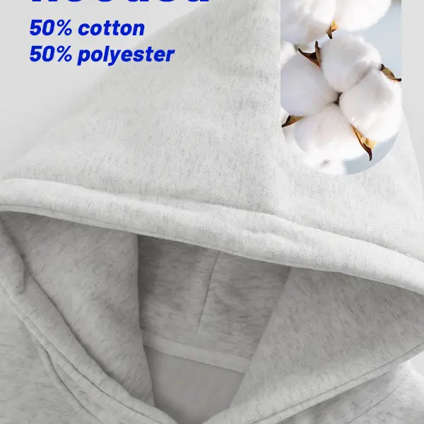 Cotton Blend Hoodie , Long Sleeve Pullover