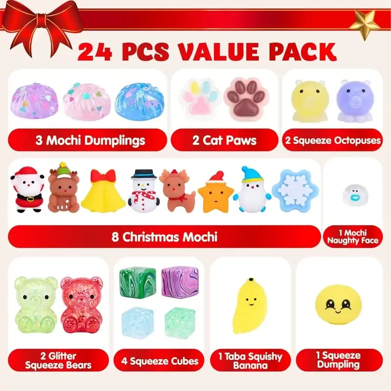 🎅 Advent Calendar 2026 Christmas Gachapon Squishy Toys 24 Pcs