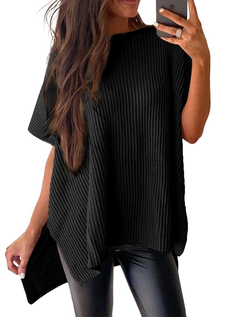 Women’s Solid Knit Puff Sleeve Sweater