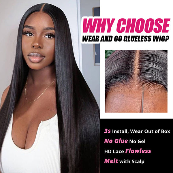 Woman With Straight Glueless Wig Showcasing HD Lace and Natural Hairline Features