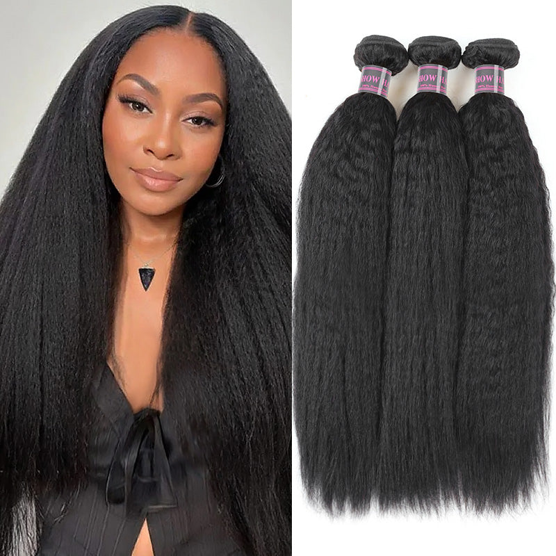 Human Hair Bundles of Weave Ishow Malaysian Yaki Straight Hair Extensions 3 Bundles Deal Remy Hair Weave Bundles - IshowVirginHair