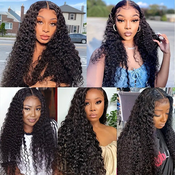 Models With Jerry Curly 4 Bundles and 5X5 Lace Closure in Natural Black Color