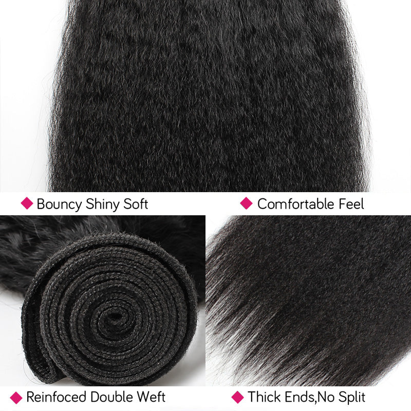Human Hair Bundles of Weave Ishow Malaysian Yaki Straight Hair Extensions 3 Bundles Deal Remy Hair Weave Bundles - IshowVirginHair