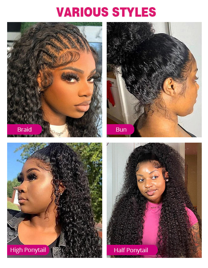 Collage of Women Showcasing Various Hairstyles With Curly Full Lace Wigs