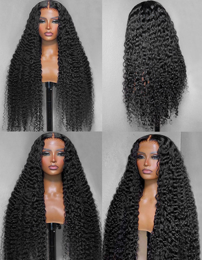 Curly Full Lace Wig On Mannequin Showcasing Rich Curls and Natural Hairline From Multiple Angles