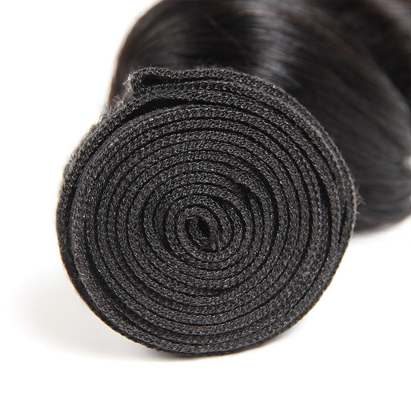 Rolled 12a Grade Brazilian Human Hair Bundle in Natural Black Color