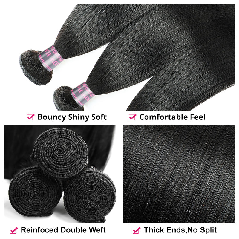 Ishow Yaki Straight Human Hair Bundles, Showcasing Hair Texture and Features