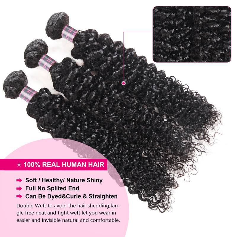 Curly Human Hair Bundles, Natural Black Color