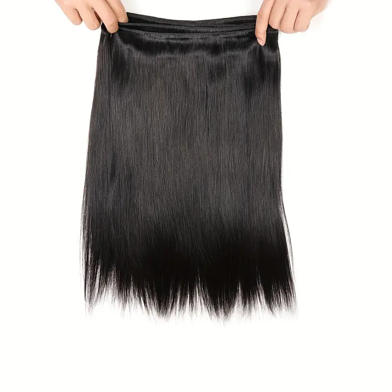 Natural Black Straight Human Hair Bundle With Smooth, Sleek Texture
