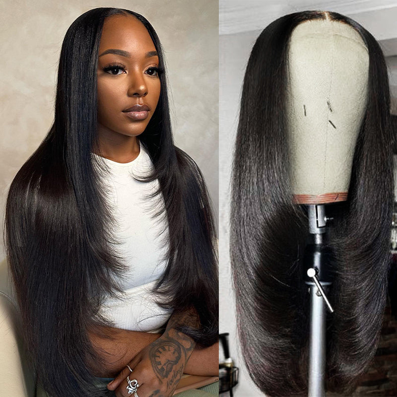 Layered Cut Glueless Straight Human Hair Wig