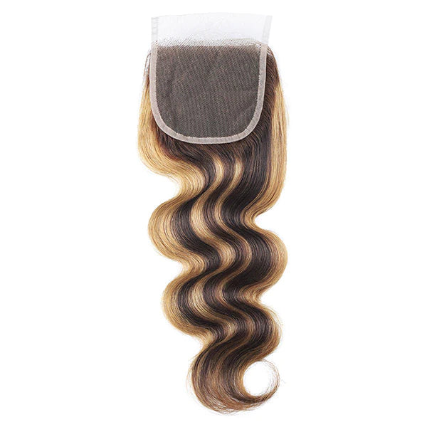 P4/27 Body Wave Lace Closure With Soft Waves, 4X4 Swiss Lace for Natural Look