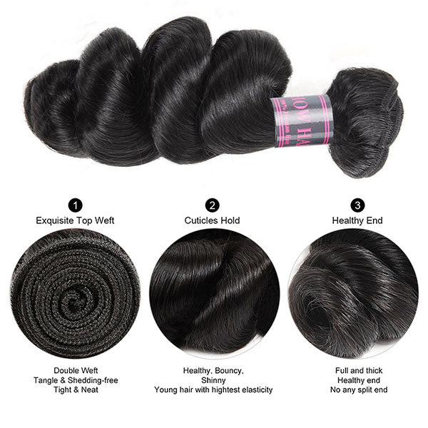 Brazilian Loose Wave Human Hair Bundle With Healthy Ends and Shiny Texture