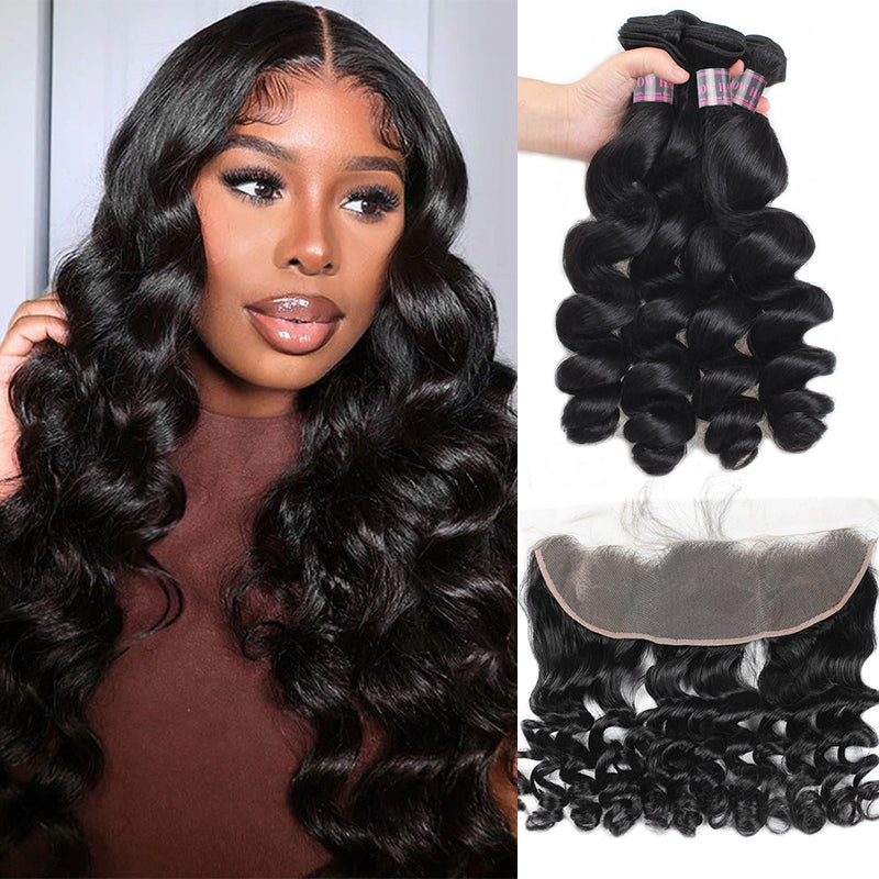 Loose Wave Hairstyle With Peruvian Hair Bundles and Lace Frontal From Ishow Hair