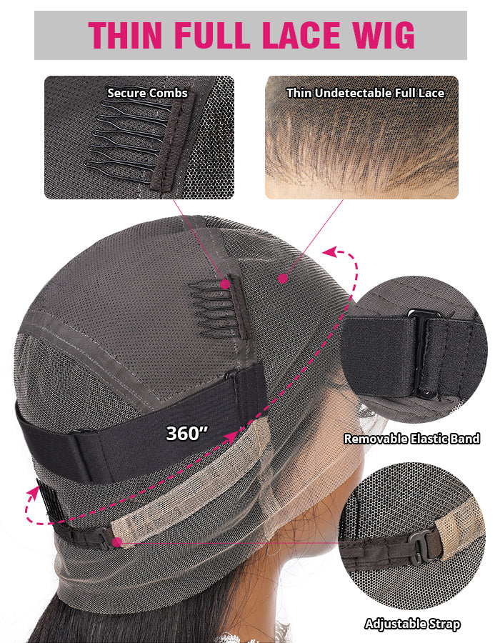 Thin Full Lace Wig Cap With Adjustable Straps and Secure Combs for Comfortable Fit