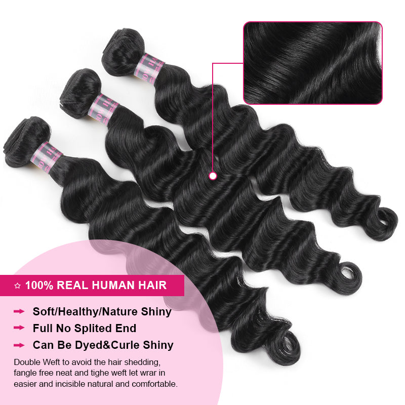 100% Real Human Hair Loose Deep Wave Bundles