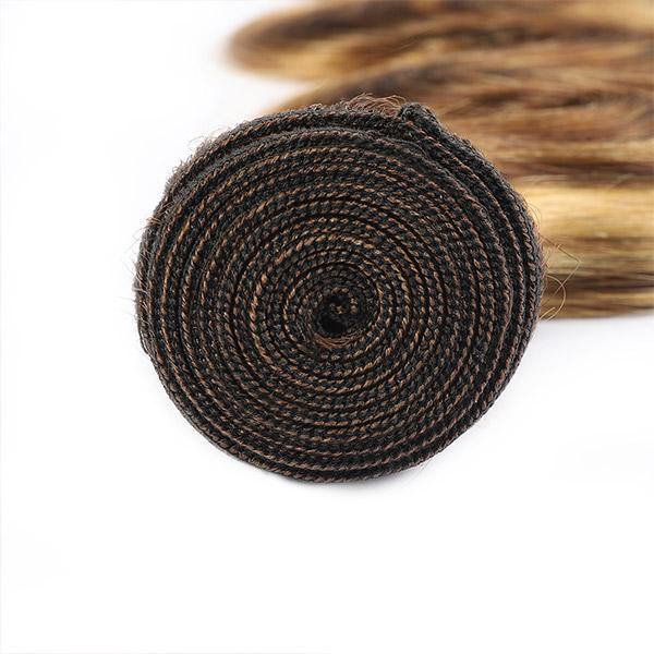 P4/27 Highlight Body Wave Hair Bundle With Machine Weft Rolled Up