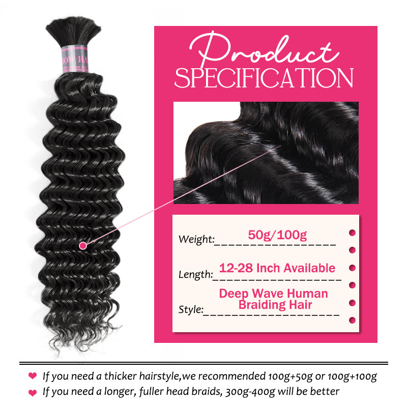 Ishow Deep Wave Human Braiding Hair - Product Specifications