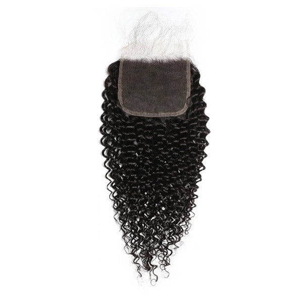 Jerry Curly 5X5 Lace Closure With Natural Black Defined Curls and Soft Texture