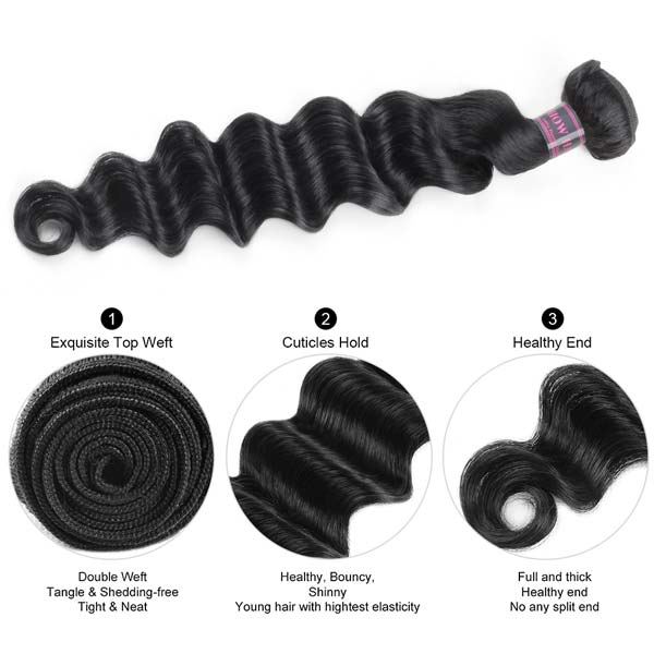 Loose Deep Wave Human Hair Bundle - Remy Hair Extensions
