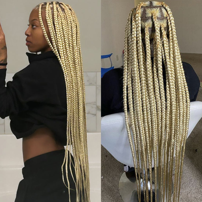613 Blonde Straight Braids, Human Hair Extensions