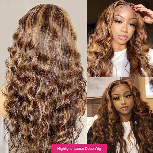 Models Showcasing Highlighted P4/27 Loose Deep Wave Wig By Ishow
