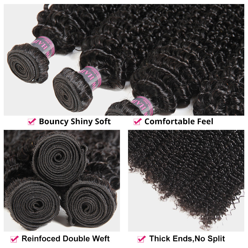 Peruvian Curly Hair Bundles With Features: Bouncy, Shiny, Soft, Comfortable, Double Weft, No Split