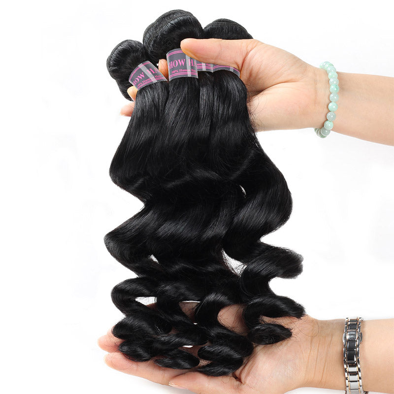 Malaysian Loose Wave Ishow 4 Bundles Human Hair Extensions Full Head Remy Virgin Hair Weave Natural Color Hair Bundles - IshowVirginHair