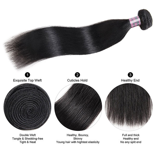 Ishow Malaysian Hair Bundle, Straight, 8a Grade, Healthy Ends, Tangle-Free