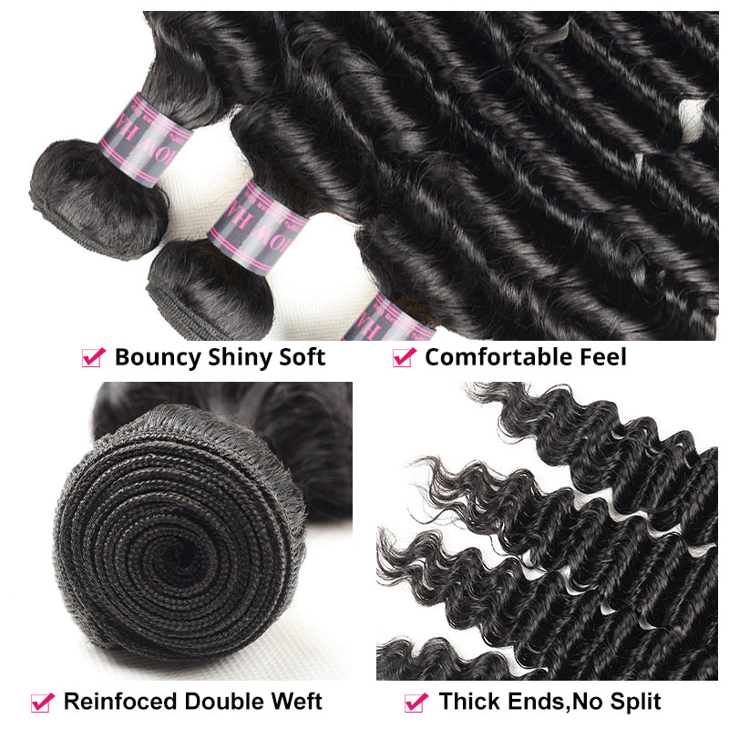 Ishow Deep Wave Hair Bundles Features: Bouncy, Soft, Comfortable, Thick Ends