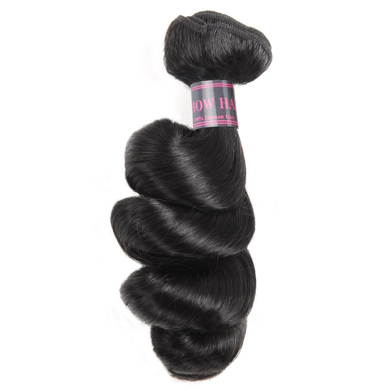 Brazilian Loose Wave Hair 3 Bundles with Ear-To-Ear 13x4 Lace Frontal,100% Virgin Human Hair