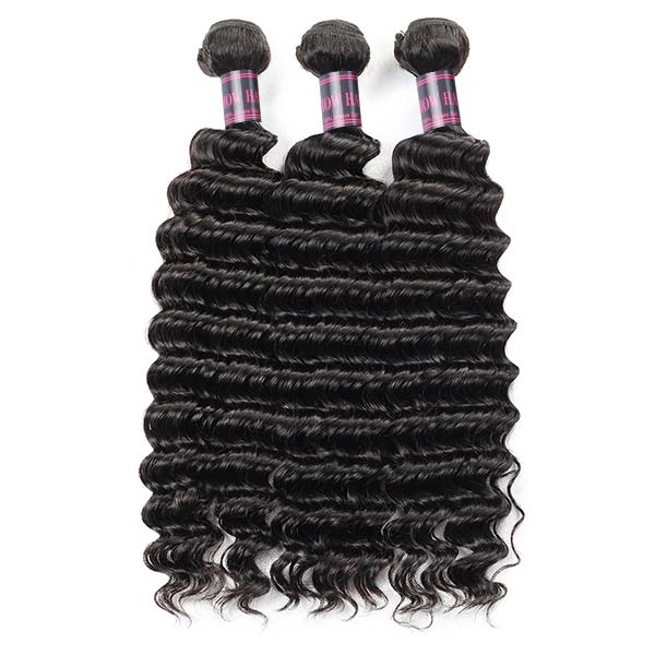 Deep Wave Brazilian Hair Bundles Showcasing Luxurious Texture and Natural Black Color