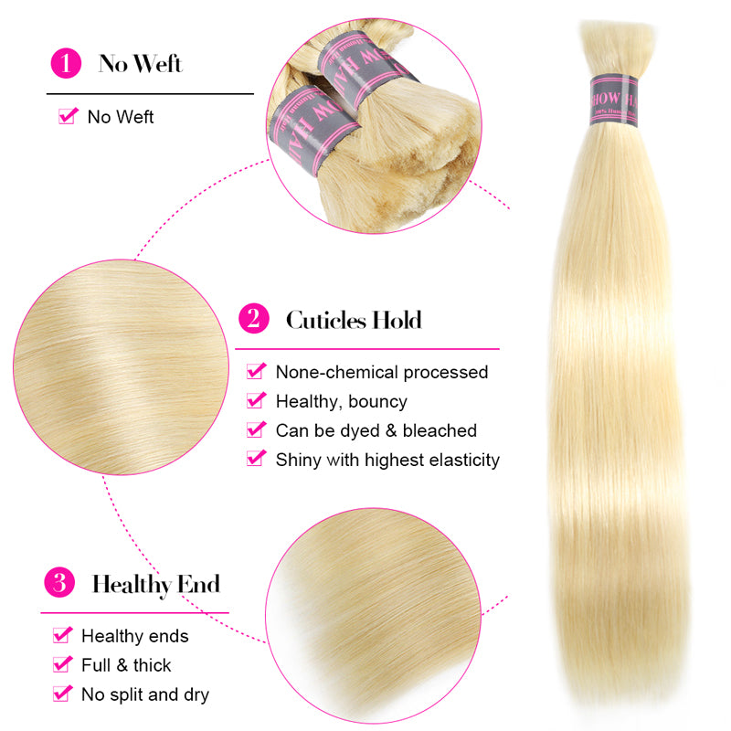 613 Blonde Raw Human Hair Bundle With No Wefts, Healthy Ends and Shine