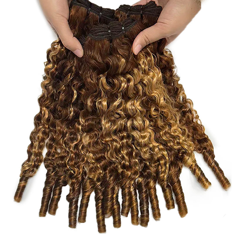 Three Bundles Of P4/27 Burmese Curly Human Hair Bundles
