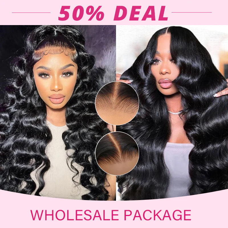 5-Piece Wholesale Package of Human Hair Wigs, Up To 50% Off, Featuring Pre-Plucked Hairlines