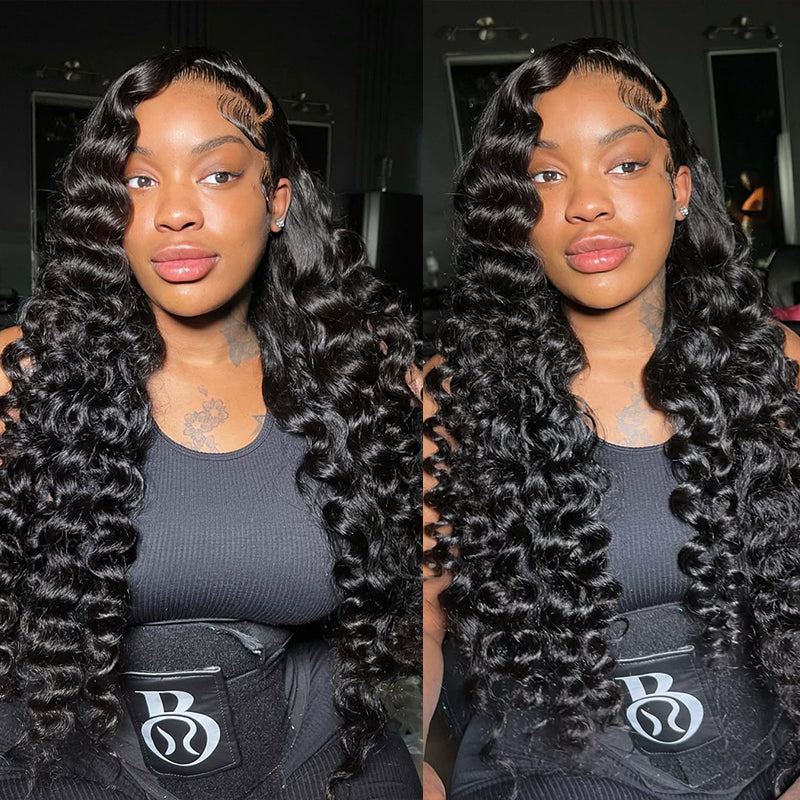 Woman Wearing Loose Deep Wave Human Hair Bundles