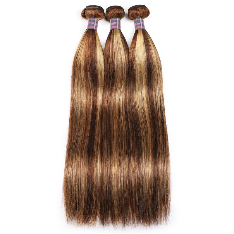 P4/27 Honey Blonde Highlight Straight Hair Bundles