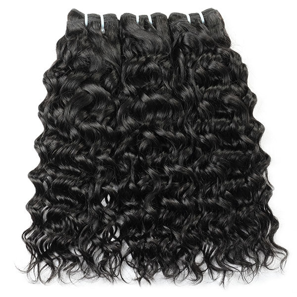 Brazilian Water Wave Hair Bundles in Natural Black With Soft Curled Texture