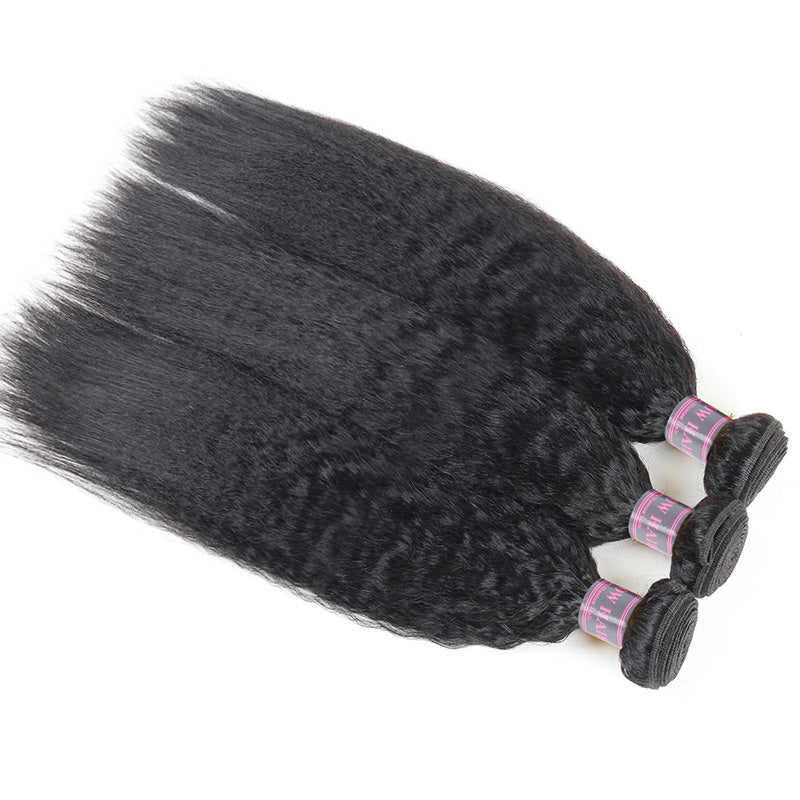 Human Hair Bundles of Weave Ishow Malaysian Yaki Straight Hair Extensions 3 Bundles Deal Remy Hair Weave Bundles - IshowVirginHair