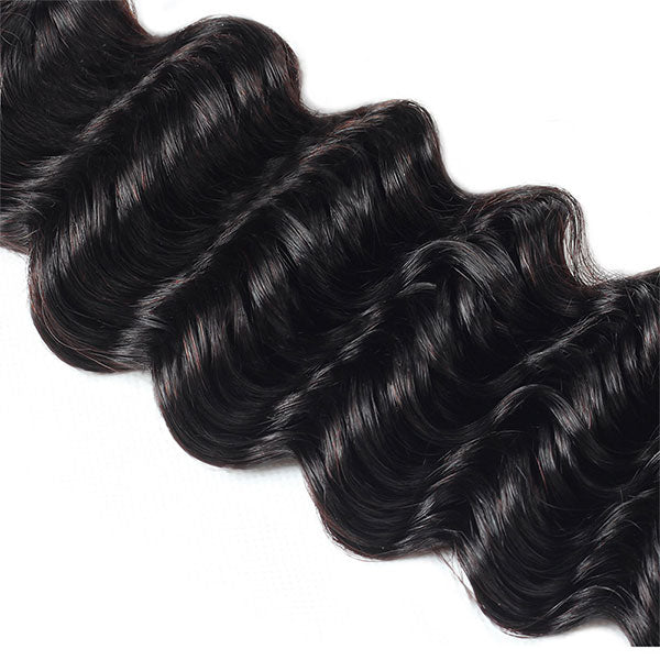 Ishow Hair Deep Wave Human Hair Bundles Featuring Soft, Bouncy Curls in Natural Black Color
