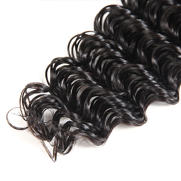 Deep Wave 4 Bundles of Natural Black 100% Virgin Human Hair With Soft Curls