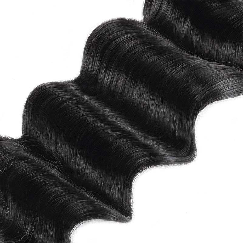 Black Loose Deep Wave Hair Bundle Detail