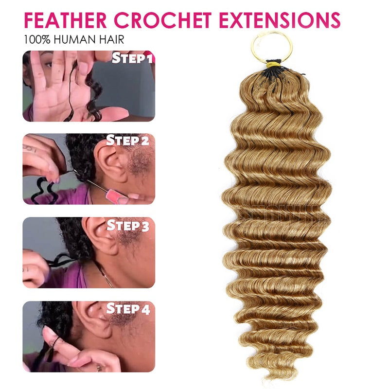 The Way How To Install The Deep Wave Feather Crochet Hair