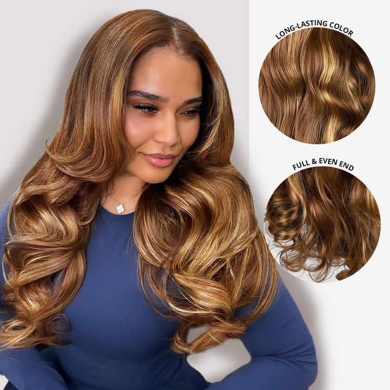 Long-Lasting Color, Full Ends P4/30 Highlight Spring Curly Lace Front Wig On Woman