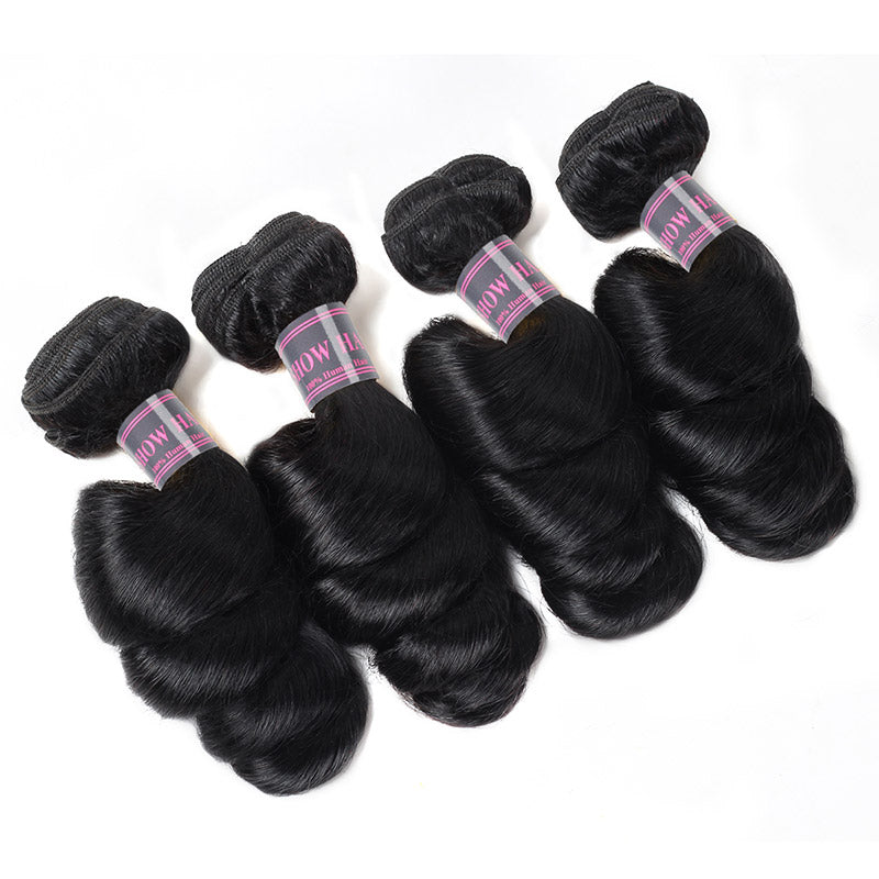 Malaysian Loose Wave Ishow 4 Bundles Human Hair Extensions Full Head Remy Virgin Hair Weave Natural Color Hair Bundles - IshowVirginHair