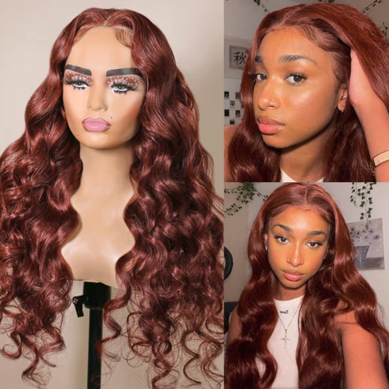 Ishow Hair Auburn Reddish Brown Body Wave Wig