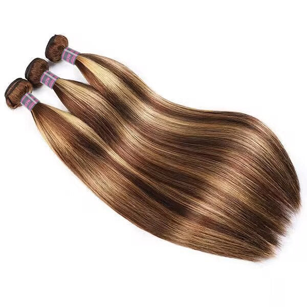 P4/27 Honey Blonde Straight Human Hair Bundles With Smooth Texture and No Tangles
