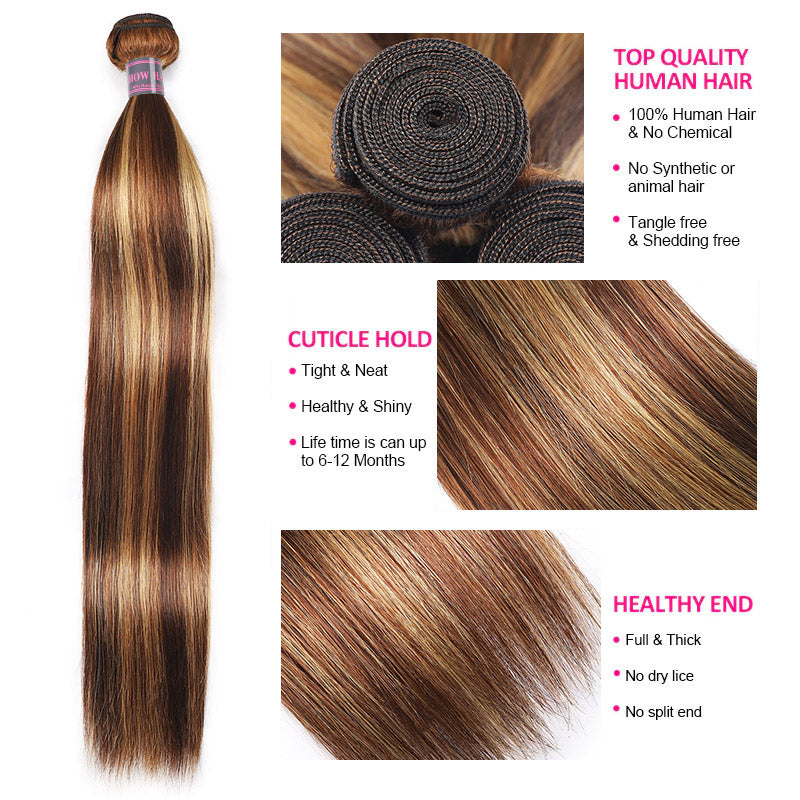 P4/27 Highlight Human Hair Bundles, Healthy, Tangle Free