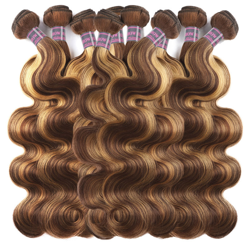 P4/27 Highlight Human Hair Bundles Body Wave, Honey Blonde